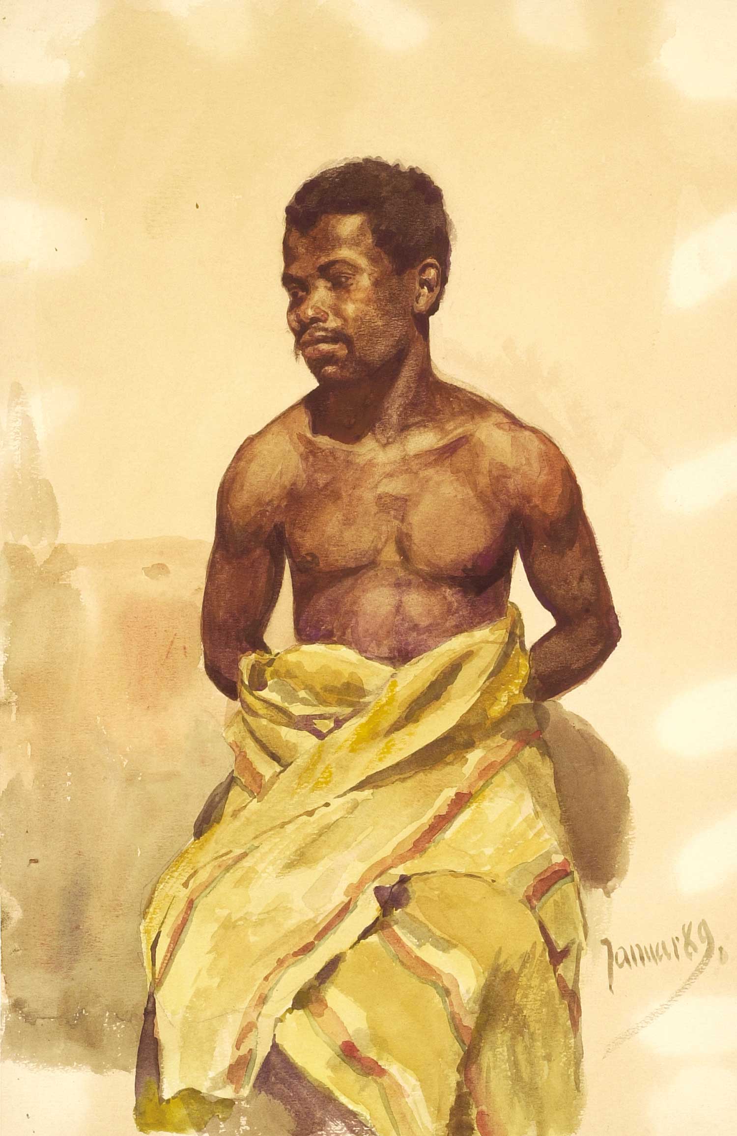 Hans Richard von Volkmann, "Junger Afrikaner", 1889, Aquarell / © Nachlass Volkmann 