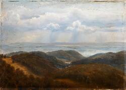 Georg Heinrich Crola, Blick von Rabensberg in das Harzvorland, o.J., Öl auf Pappe, 37,0 x 50,5 cm, Kunstgussmuseum Ilsenburg